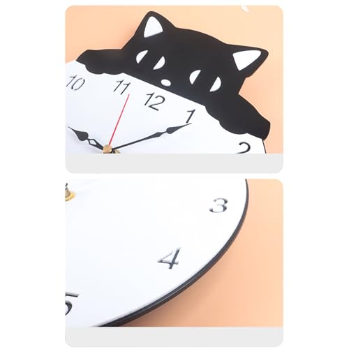 Genérico Cat Clocks Wall Swinging Tail, Cute Non-Ticking Clock, Battery Operated Modern Acrylic Art, Quiet Sweep Movement, Decorative Tai for Wall Decoration Kitchen Living Room Bedroom