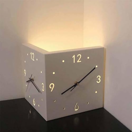 Genérico Luxury Corner Wall with Light,Double Sided Clocks for Living Room Decor,Double Sided Corne, Corner Clock, Double Sided Wall with Light (Blue)