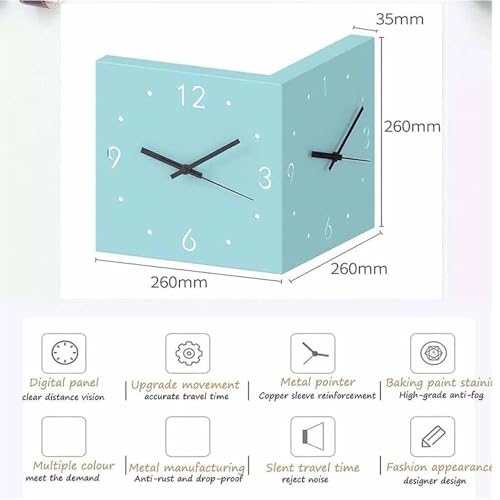 Genérico Luxury Corner Wall with Light,Double Sided Clocks for Living Room Decor,Double Sided Corne, Corner Clock, Double Sided Wall with Light (Blue)