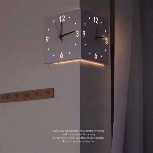Genérico Luxury Corner Wall with Light,Double Sided Clocks for Living Room Decor,Double Sided Corne, Corner Clock, Double Sided Wall with Light (Blue)