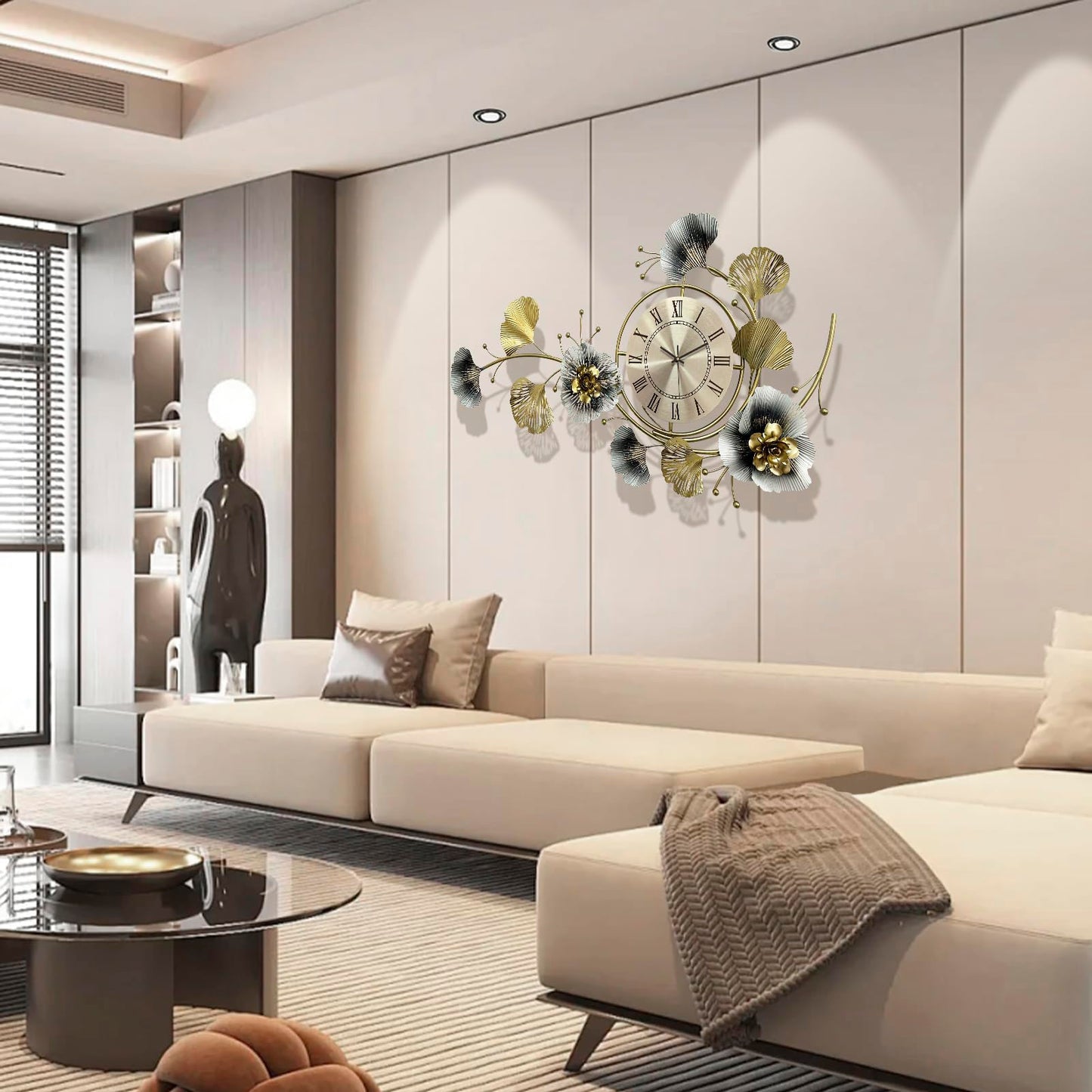 Genérico Reloj Pared Moderno Salón Relojes de Modernos para Salon Decorativos Decoración Decorativo Grande Decoracion Elegante Grandes Metal Alargado Relok