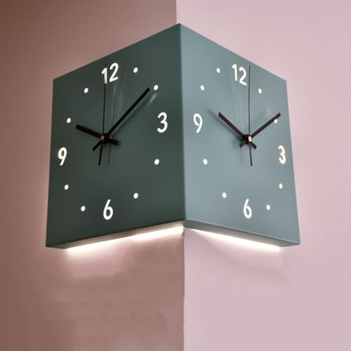 Genérico Luxury Corner Wall with Light,Double Sided Clocks for Living Room Decor,Double Sided Corne, Corner Clock, Double Sided Wall with Light (Blue)