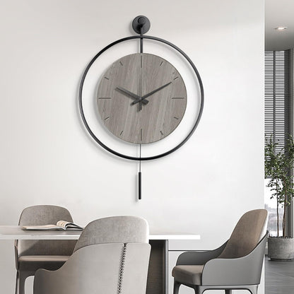 Relojes de pared para decoración de sala de estar, relojes de pared grandes y modernos decorativos con péndulo, funciona con pilas, para dormitorio, oficina, cocina, hogar, reloj de cuarzo de metal
